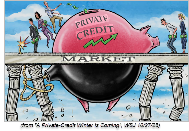Editorial cartoon "A Private-Credit Winter Is Coming," WSJ 10/27/25.